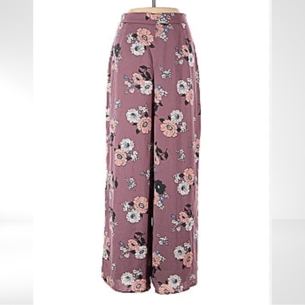 Sadie and Sage Wide Leg Floral Lined Trousers Mauve and Pink Size Small EUC​​​​​